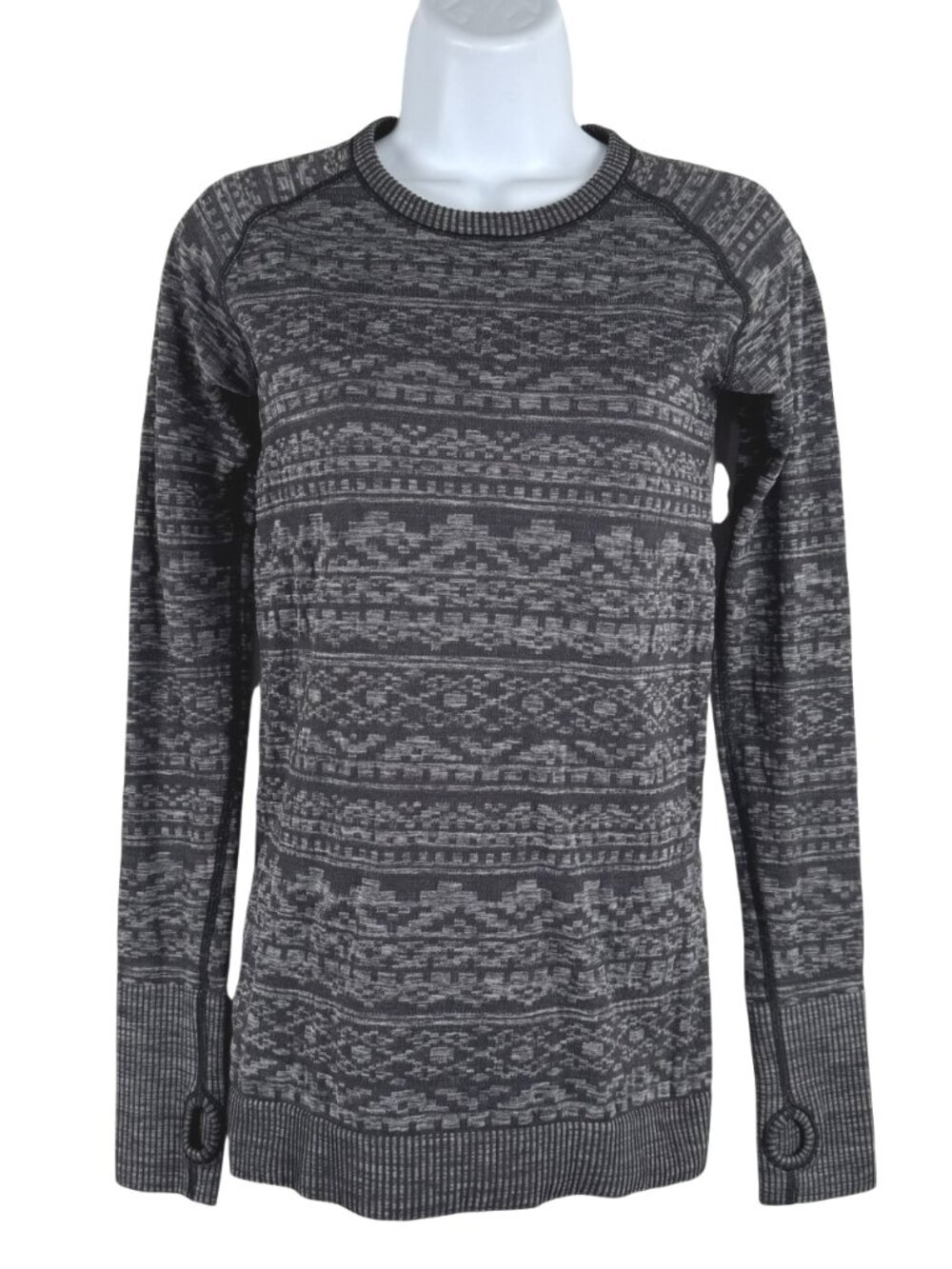 Lululemon Rest less Pullover Top Size 4 Heathered Black Gray Long Sleeve TP-3855